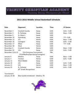 2015-2016 Middle School Basketball Schedule