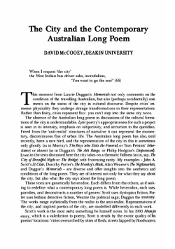 The City and the Contemporary Australian Long Poem