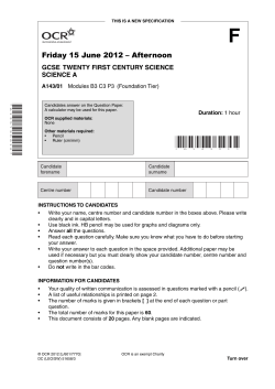 Question paper - Unit A143/01 - Modules B3, C3, P3