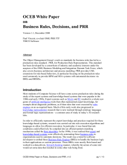 OCEB White Paper on Business Rules, Decisions, and PRR
