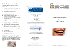 Oral Cancer Patient Leaflet - Specialist Dental Services