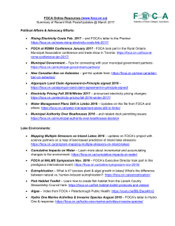 FOCA Online Resources (www.foca.on.ca) Summary of Recent Web