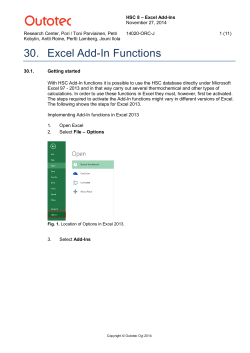30. Excel Add-In Functions