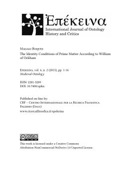 M R The Identity Conditions of Prime Matter According to William of