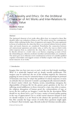 Art, Morality and Ethics: On the (Im)Moral Character of Art Works and