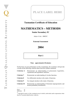 MATHEMATICS &ndash; METHODS 2004