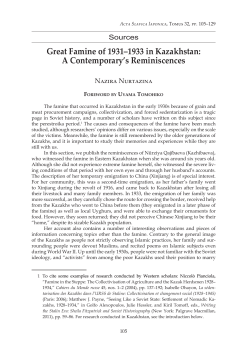Great Famine of 1931&ndash;1933 in Kazakhstan: A Contemporary`s