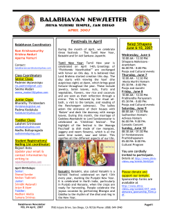 April - Vedic Cultural and Spiritual Center of San Diego