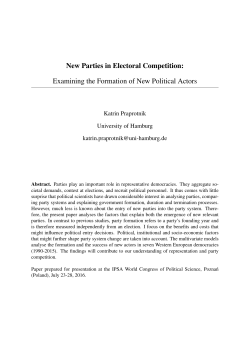 New Parties in Electoral Competition: Examining the Formation of