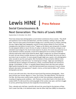 Lewis HINE |Press Release
