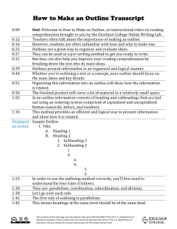 0:00 Owl: Welcome to How to Make an Outline, an instructional