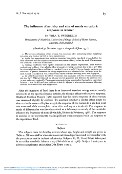 The influence of activity and size of meals on caloric response in
