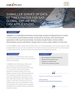 SABMILLER SERVES UP DATA 60 TIMES FASTER FOR SAP