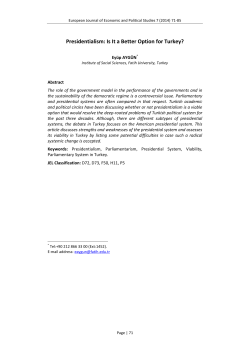 Presidentialism: Is It a Better Option for Turkey?