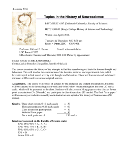 Topics in the History of Neuroscience