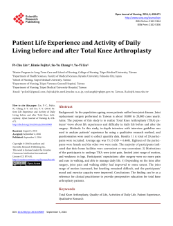 Patient Life Experience and Activity of Daily Living before and after