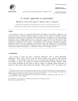 A Virtues Approach to Personality