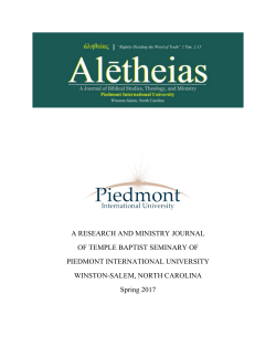 Aletheias Journal - Piedmont International University