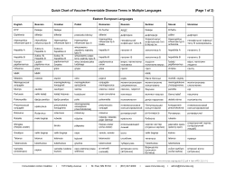 Quick chart of vaccine-preventable disease terms in multiple