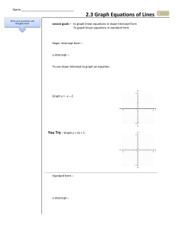 2.3 Graph Equations of Lines 1