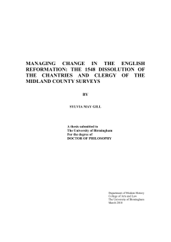 managing change in the english reformation: the 1548 dissolution of