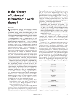 Is the `Theory of Universal Information`