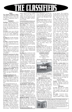 For Rent - The San Pedro Sun