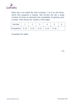 Katie has a six-sided die with numbers 1 to 6 on the faces, which