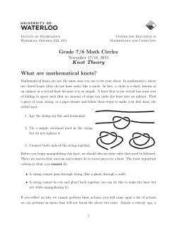 Grade 7/8 Math Circles Knot Theory What are mathematical