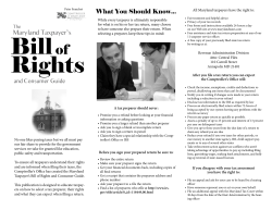 The Maryland Taxpayer`s Bill of Rights and