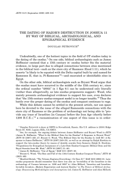 THE DATING OF HAZOR`S DESTRUCTION IN JOSHUA 11 BY WAY