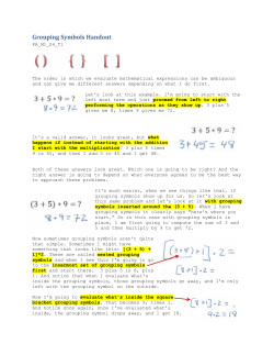 Grouping Symbols Handout