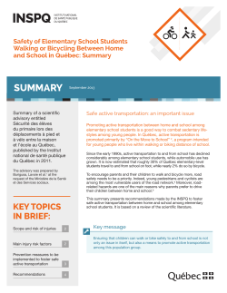 Safety of Elementary School Students Walking or Bicycling