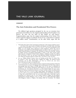 The Anti-Federalists and Presidential War Powers