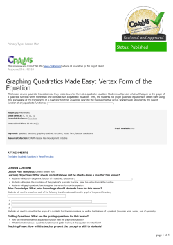 Graphing Quadratics Made Easy: Vertex Form of the