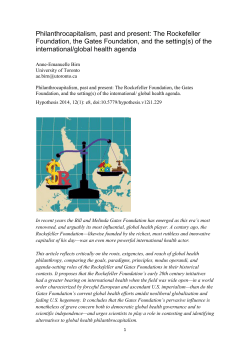Philanthrocapitalism, past and present: The Rockefeller Foundation