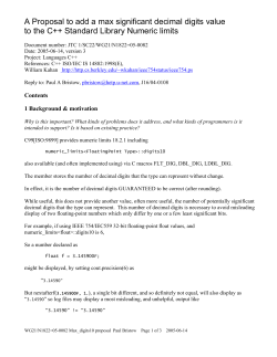 A Proposal to add a max significant decimal digits value to the C++