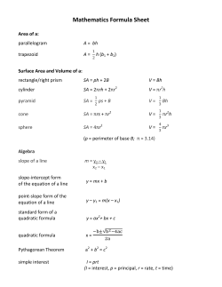 Mathematics Formula Sheet