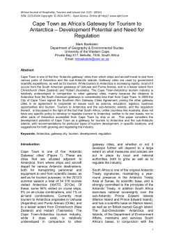 Cape Town as Africa‟s Gateway for Tourism to Antarctica