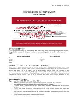 CMST 100 SPEECH COMMUNICATION Master Syllabus