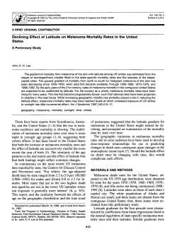 Declining Effect of Latitude on Melanoma Mortality Rates in the