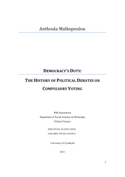 democracy`s duty: the history of political debates on compulsory voting