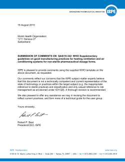 Supplementary Guidelines on Good Manufacturing Practices