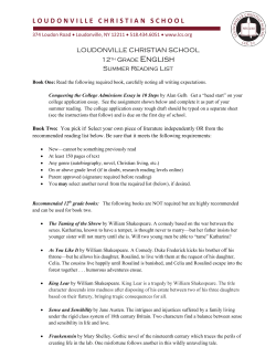 12th Grade Regular English - Loudonville Christian School