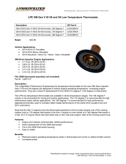 LPE GM Gen V DI V8 and V6 Low Temperature