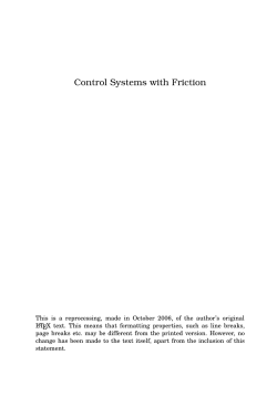 Control Systems with Friction