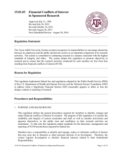 15.01.03 - Financial Conflicts of Interest in Sponsored Research