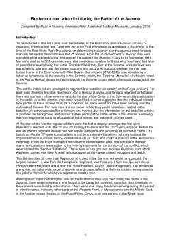 Rushmoor men who died during the Battle of the Somme