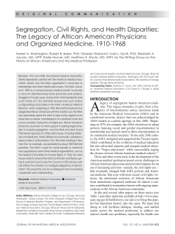 The Legacy of African American Physicians and Organized