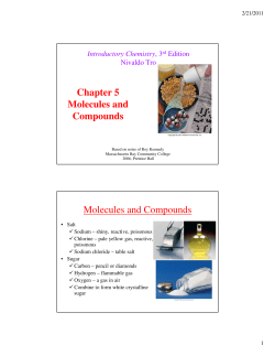 Chapter 5 Molecules and Compounds Molecules and
